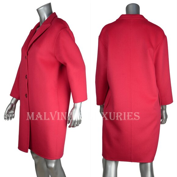 GUCCI COAT OVERSIZED MAGENTA WOOL ANGORA BLEND LONG JACKET IT sz 42 / US 6 - Picture 5 of 12